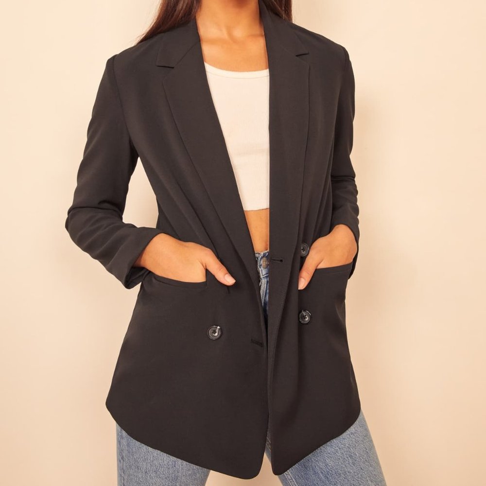 NWT Reformation Jenner Blazer - Black, Size M